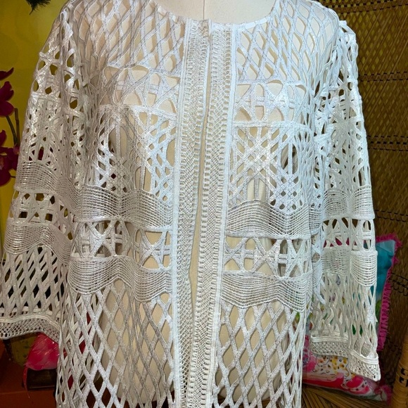 Chico’s Travelers Collection Foiled Strip Jacket Size 3 - Picture 2 of 11